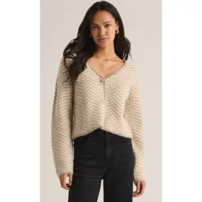 NAOMI HERRINGBONE CARDIGAN - SEA SALT