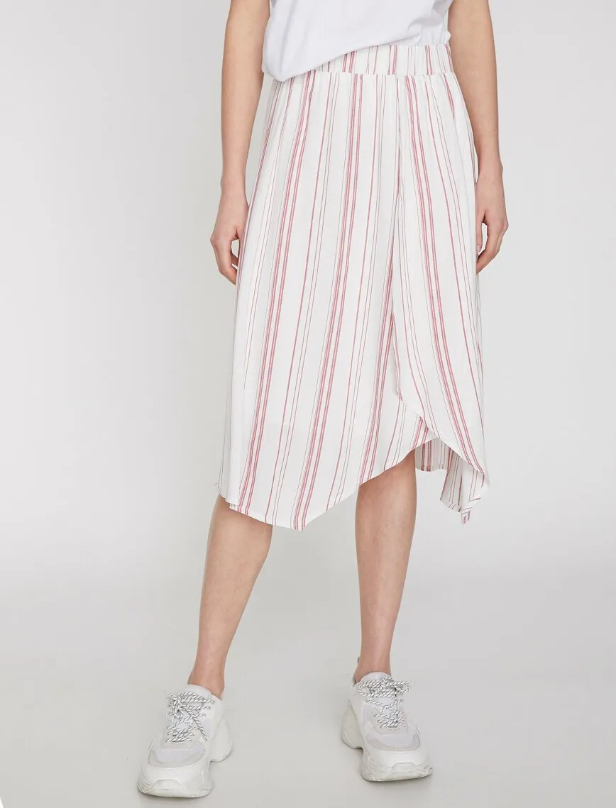 11939 Red Striped Midi Skirt