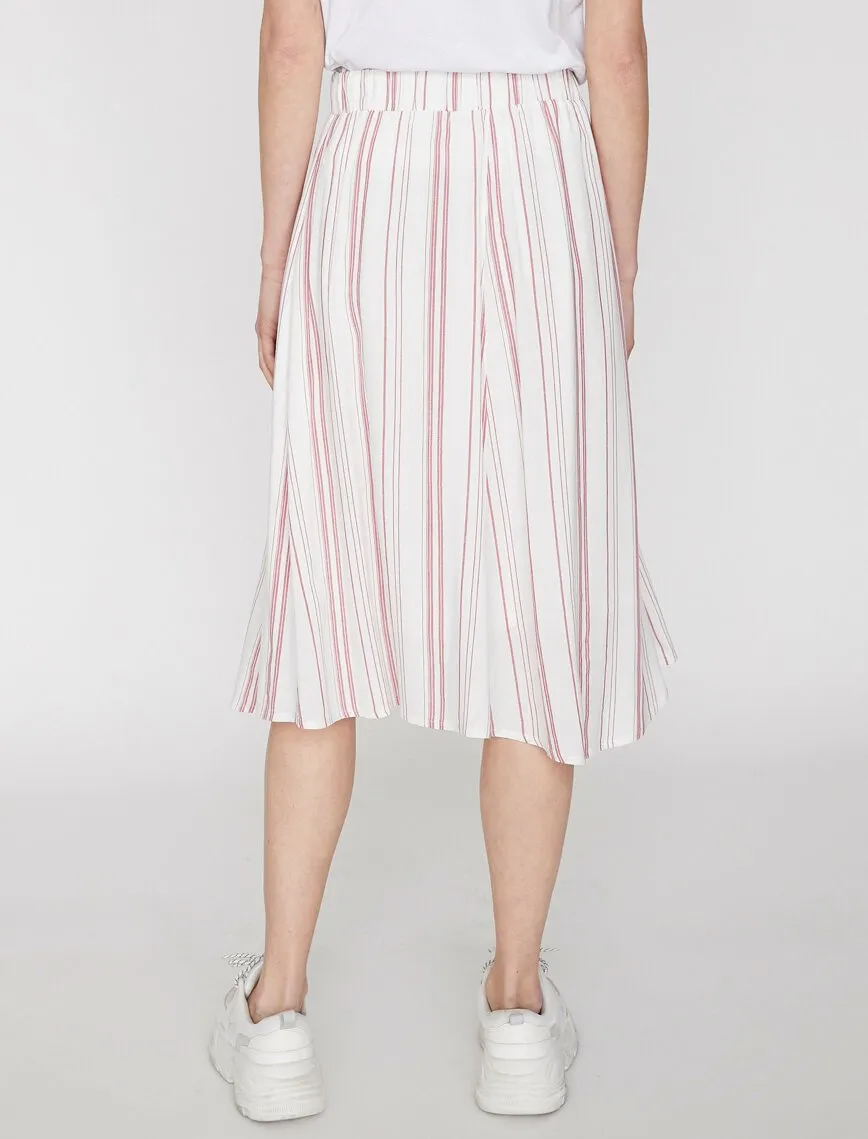 11939 Red Striped Midi Skirt