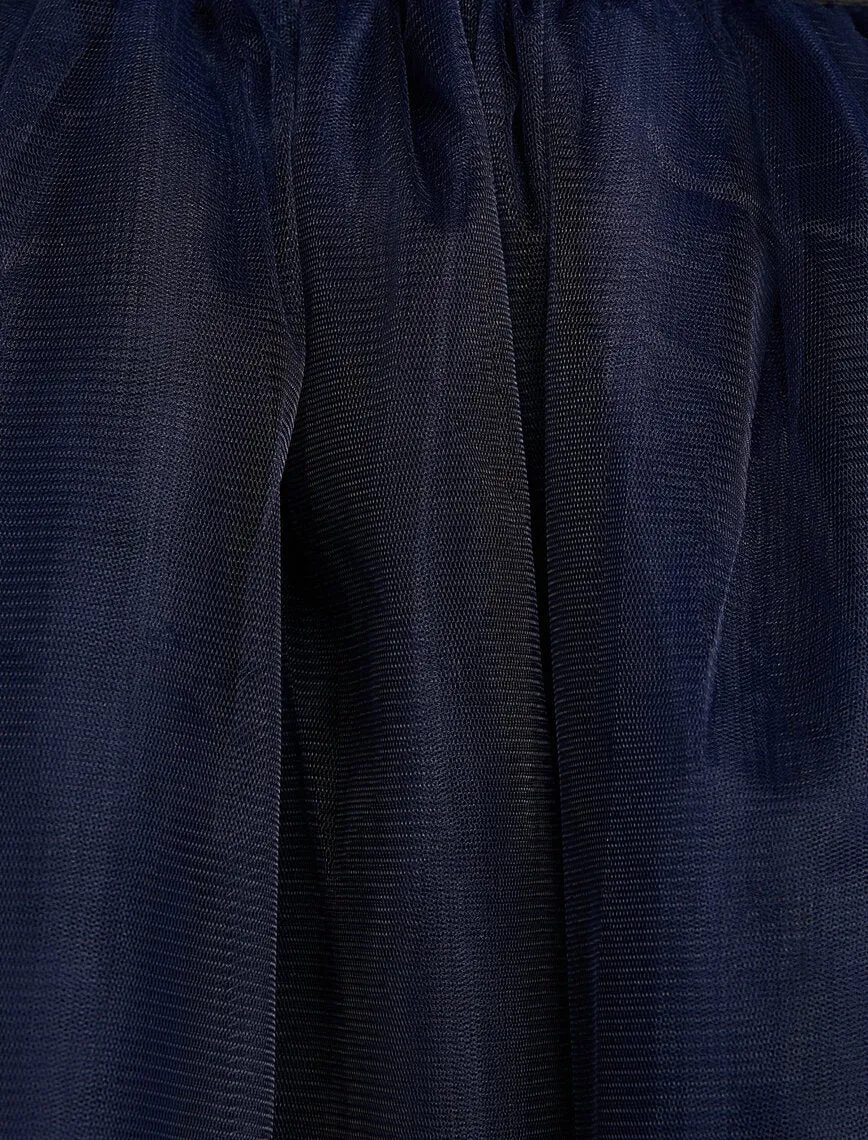 12345 Navy Tulle Midi Skirt