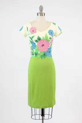 1950s Jeannette Alexander floral cotton pique dress xxs | new spring