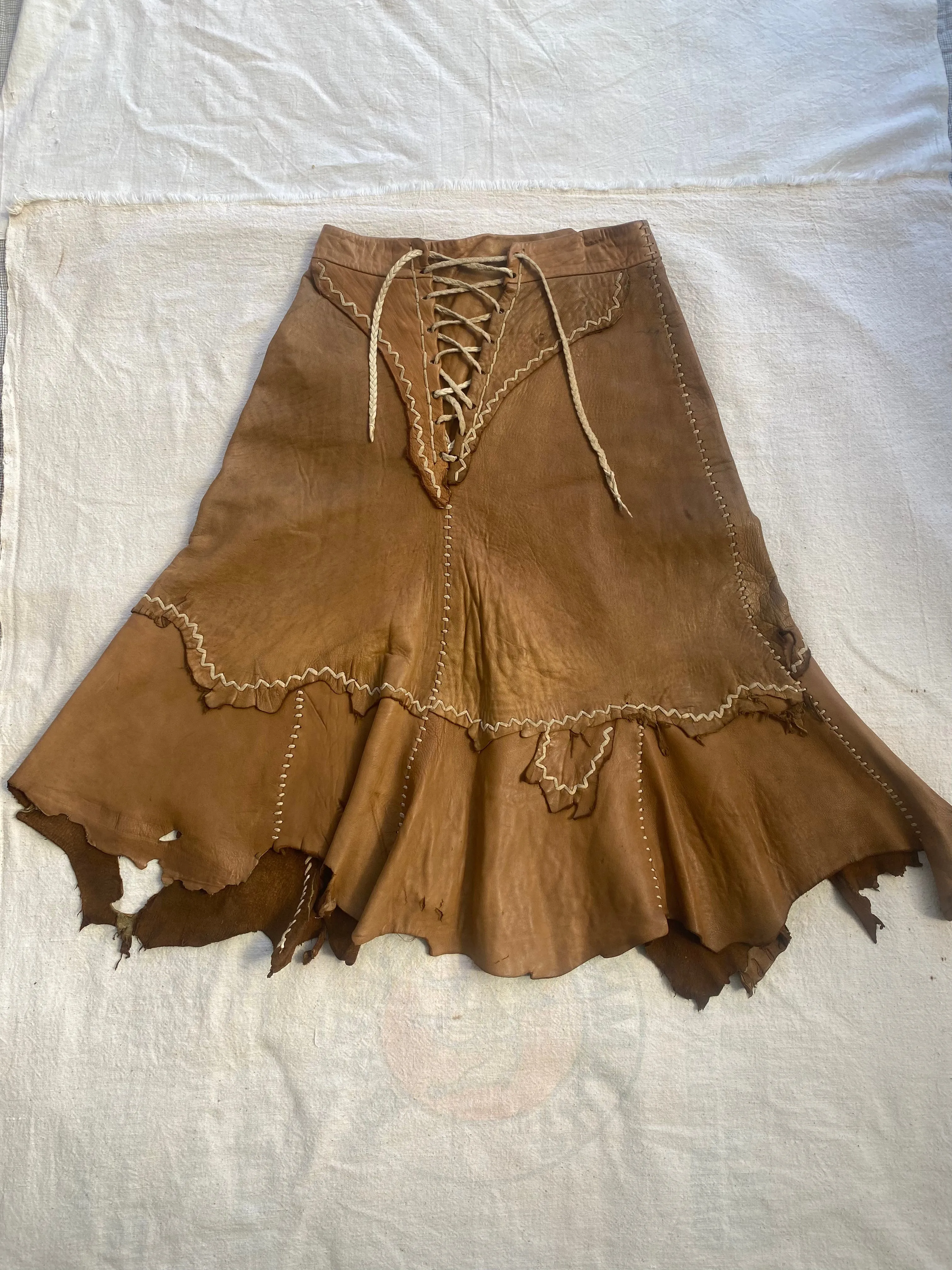 1960s Buckskin lace up Frontier skirt