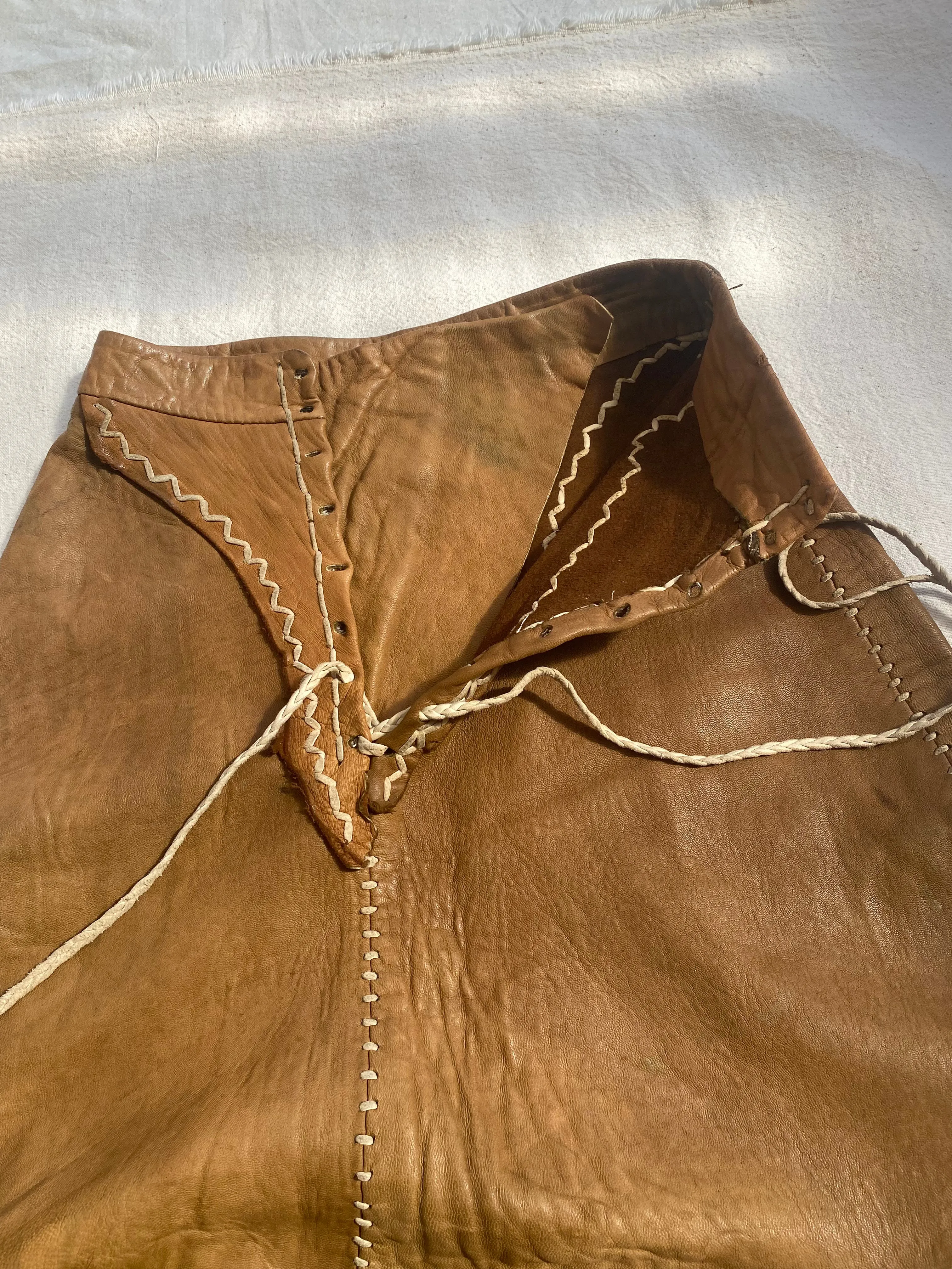 1960s Buckskin lace up Frontier skirt