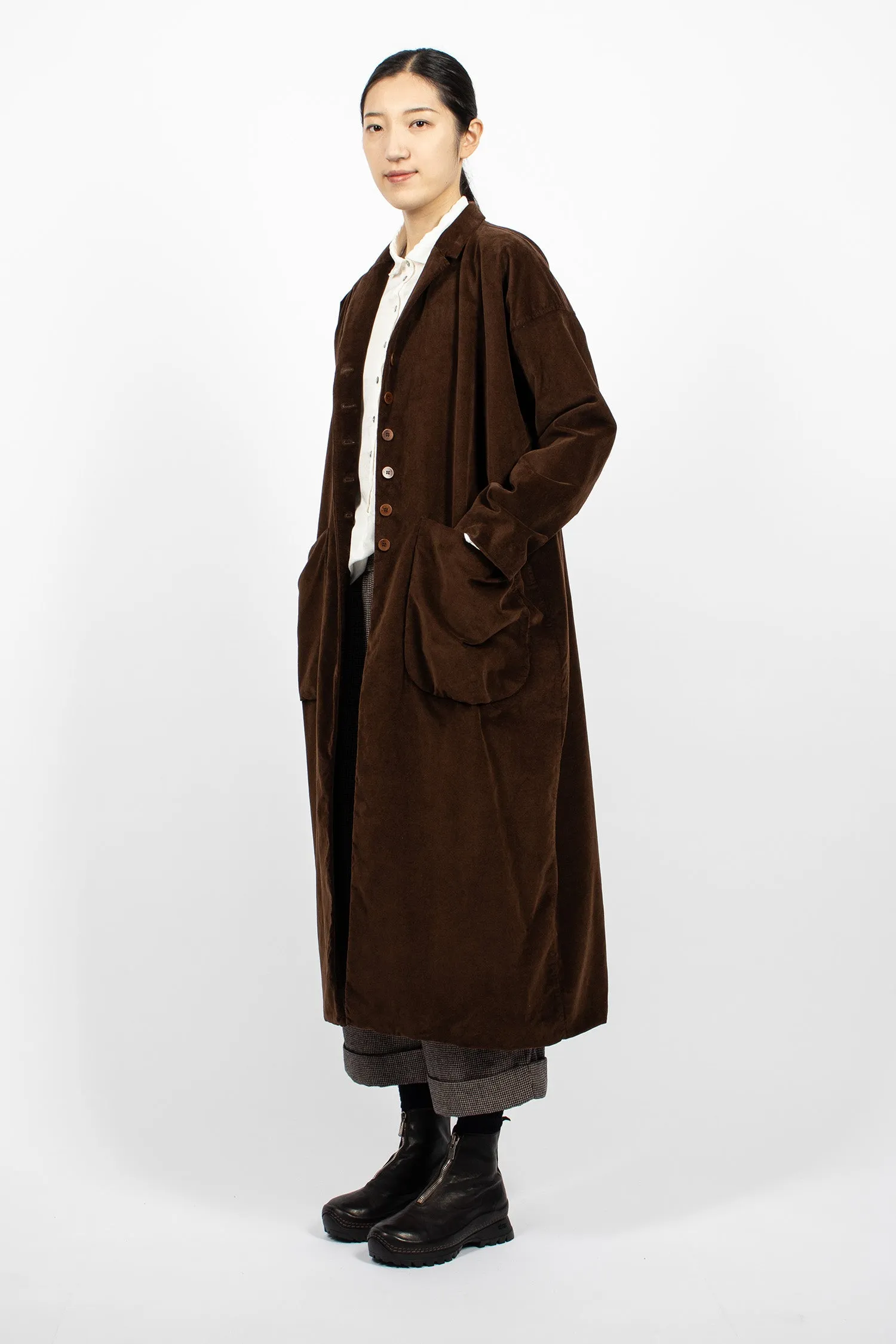 45_34 Velvet Long Coat Coffee