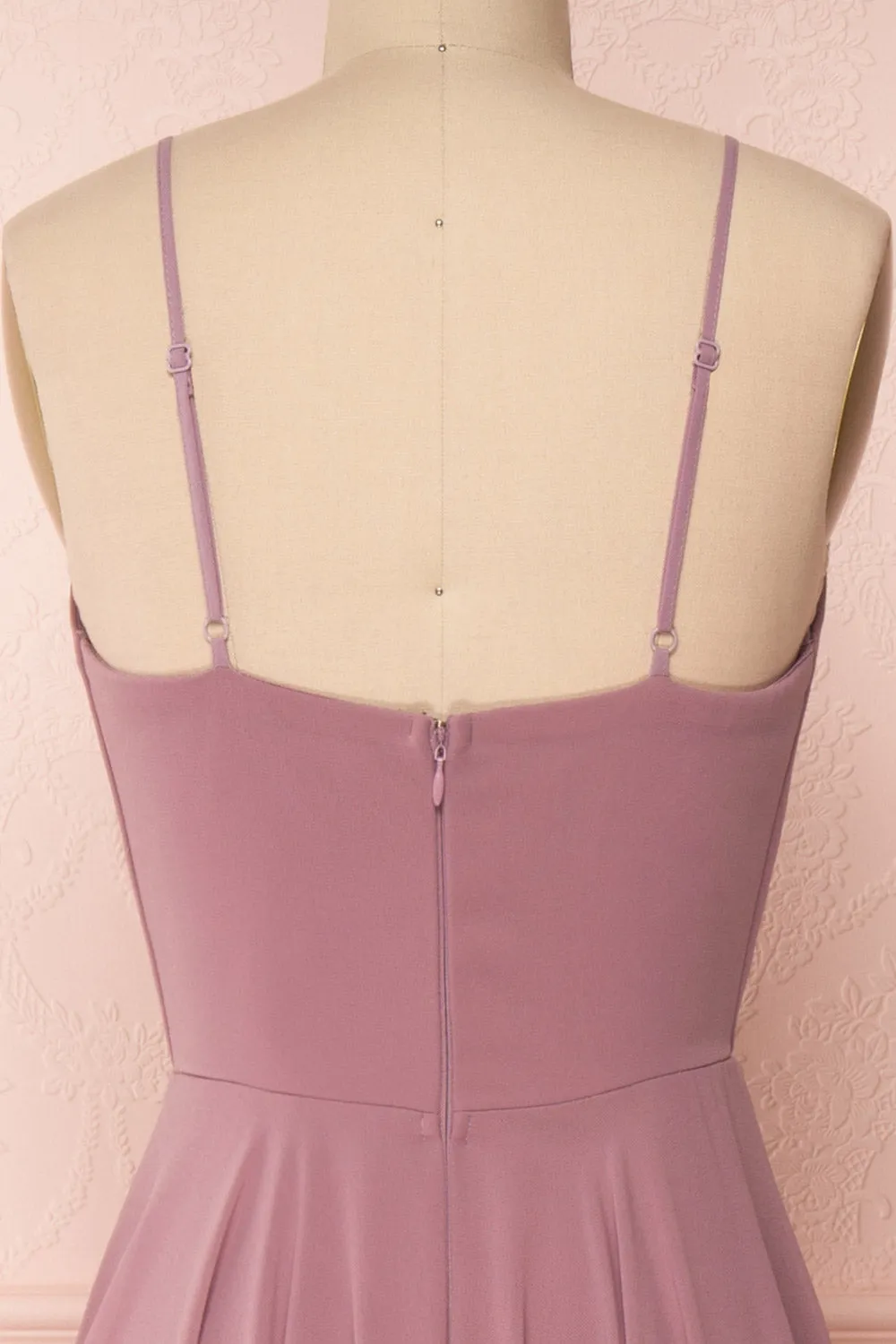 Aelis Mauve | Pleated Plunging V-Neckline Gown