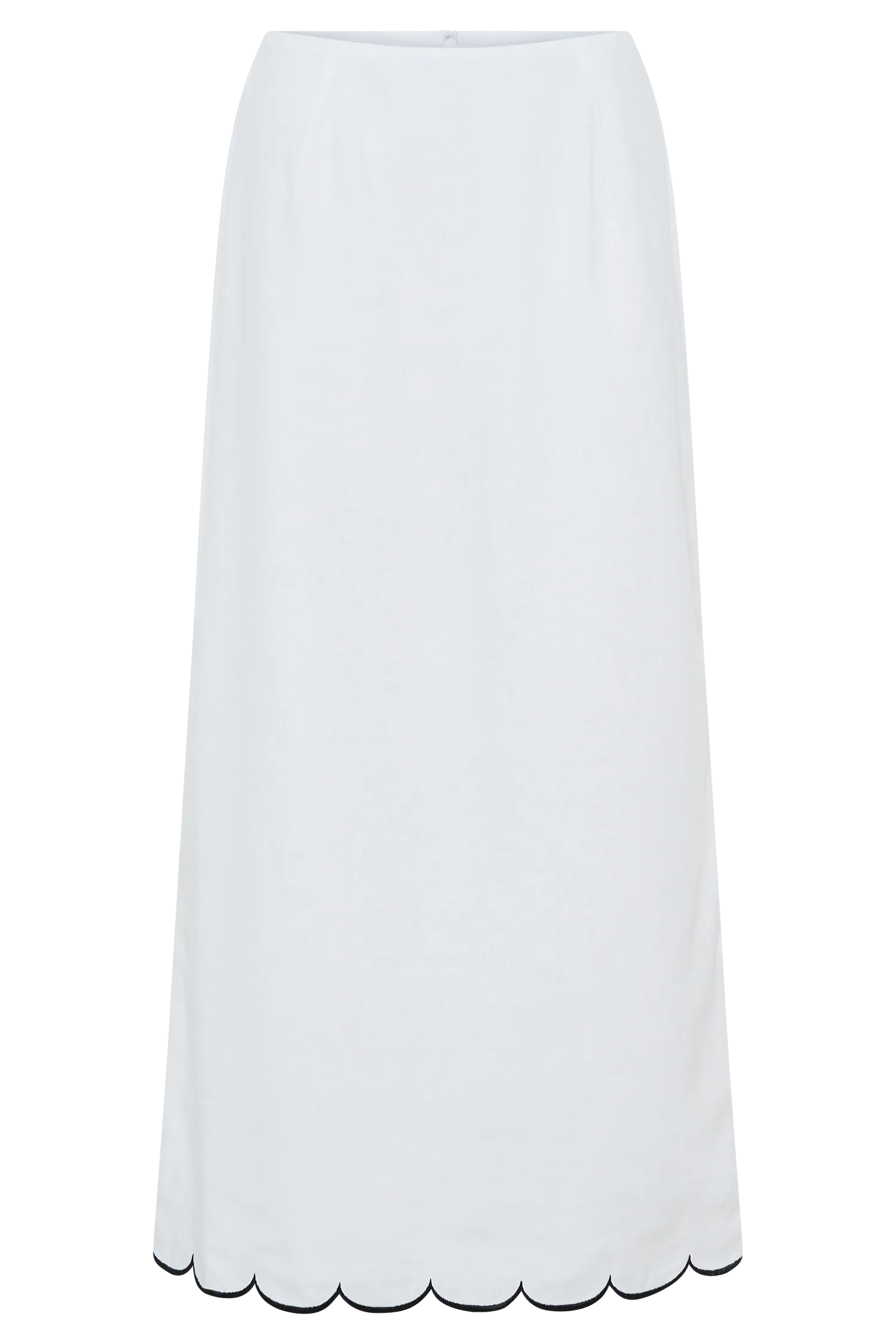 Alessio Scalloped Midi Skirt - Ivory