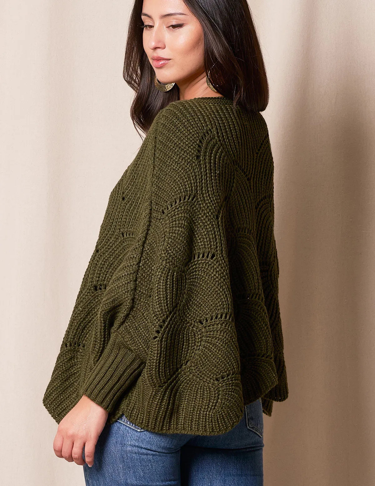 Aspen Sweater Poncho - Pine