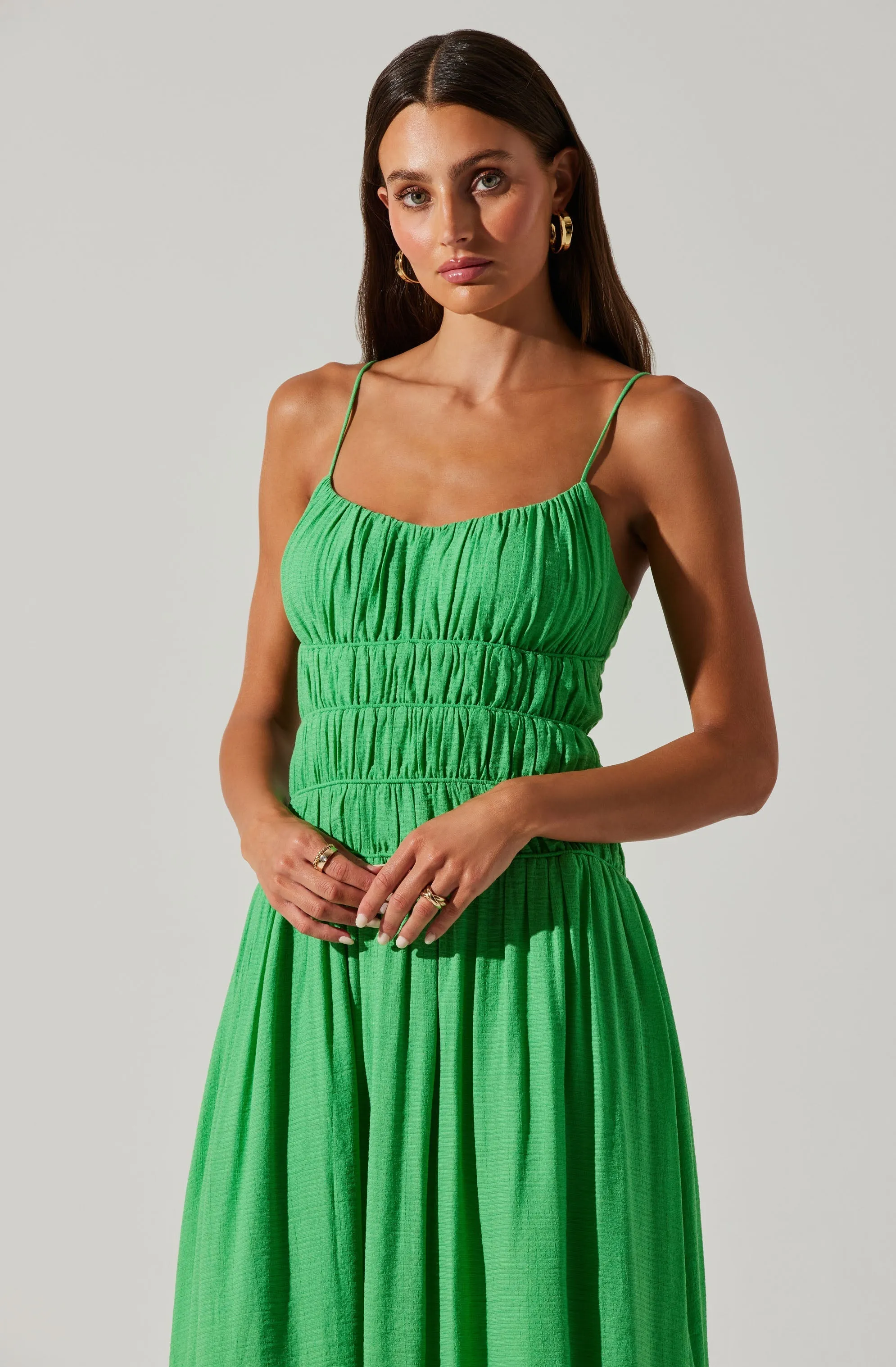 ASTR THE LABEL Andrina Smocked Midi Dress