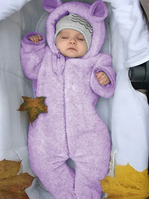 Baby let's Keep the Chill Out Fleece Hooded Onesie with Footies