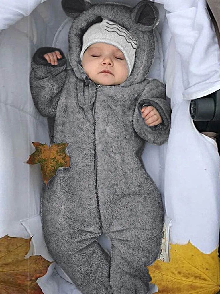 Baby let's Keep the Chill Out Fleece Hooded Onesie with Footies