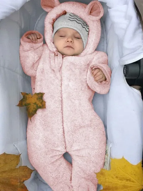 Baby let's Keep the Chill Out Fleece Hooded Onesie with Footies