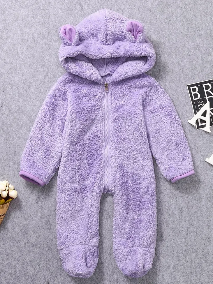 Baby let's Keep the Chill Out Fleece Hooded Onesie with Footies