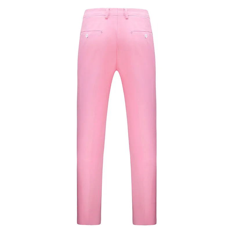 Baby Pink Modern Fit Straight Leg Classic Pants