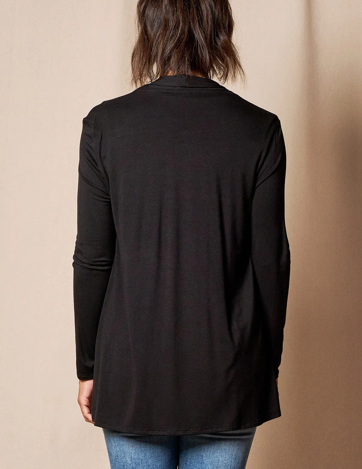 Bamboo Banded Front Cardigan - Black