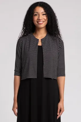 Bamboo Classic Bolero Cardigan | Blk/Wht Pinstripe