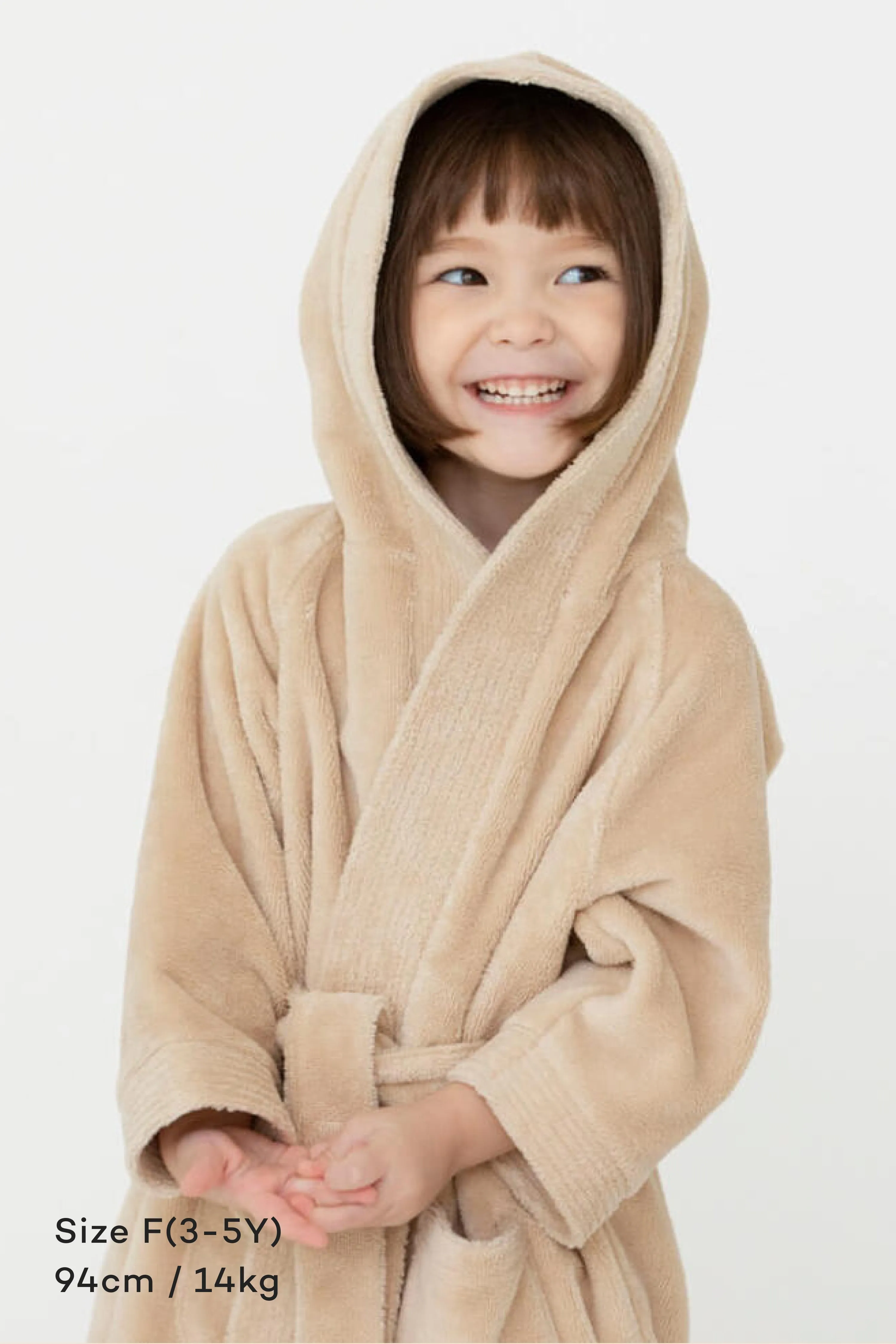 Bamboo Cotton Hooded Bathrobe [Beige] (3-7Y)