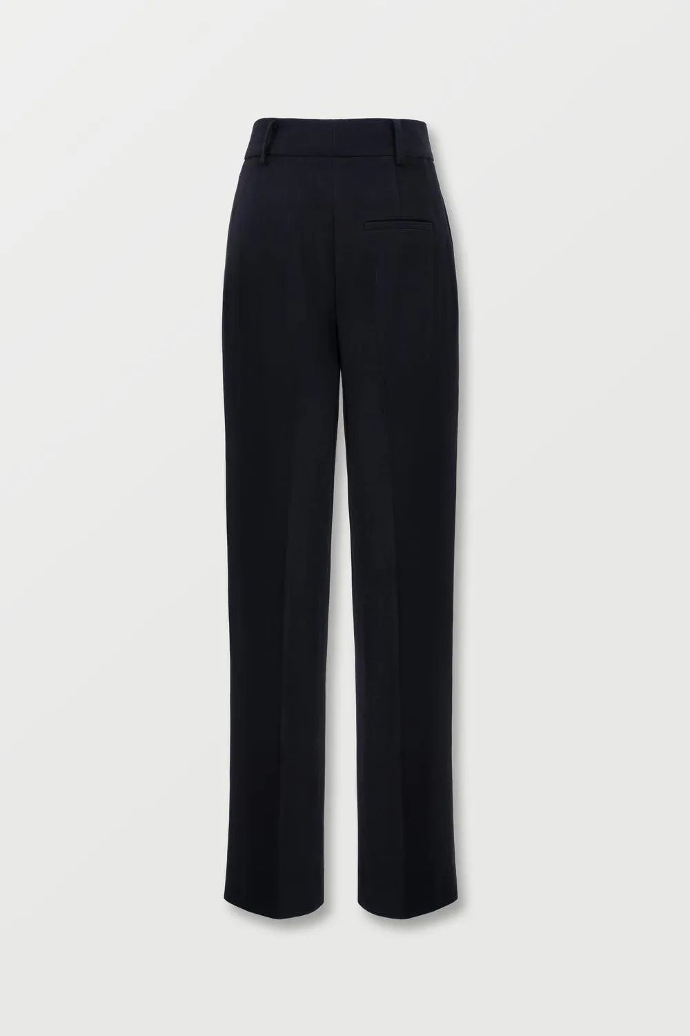 Basic Straight Wide Leg Twill Ankle Length Trousers