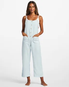 Beach Cruiser Wide-Leg Overalls - Light Chambray