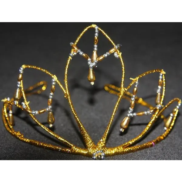 Beaded Wire Tiara Crown Gold Silver