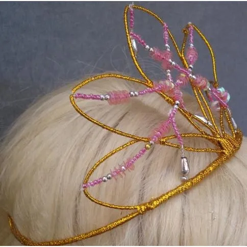 Beaded Wire Tiara Crown Gold Silver