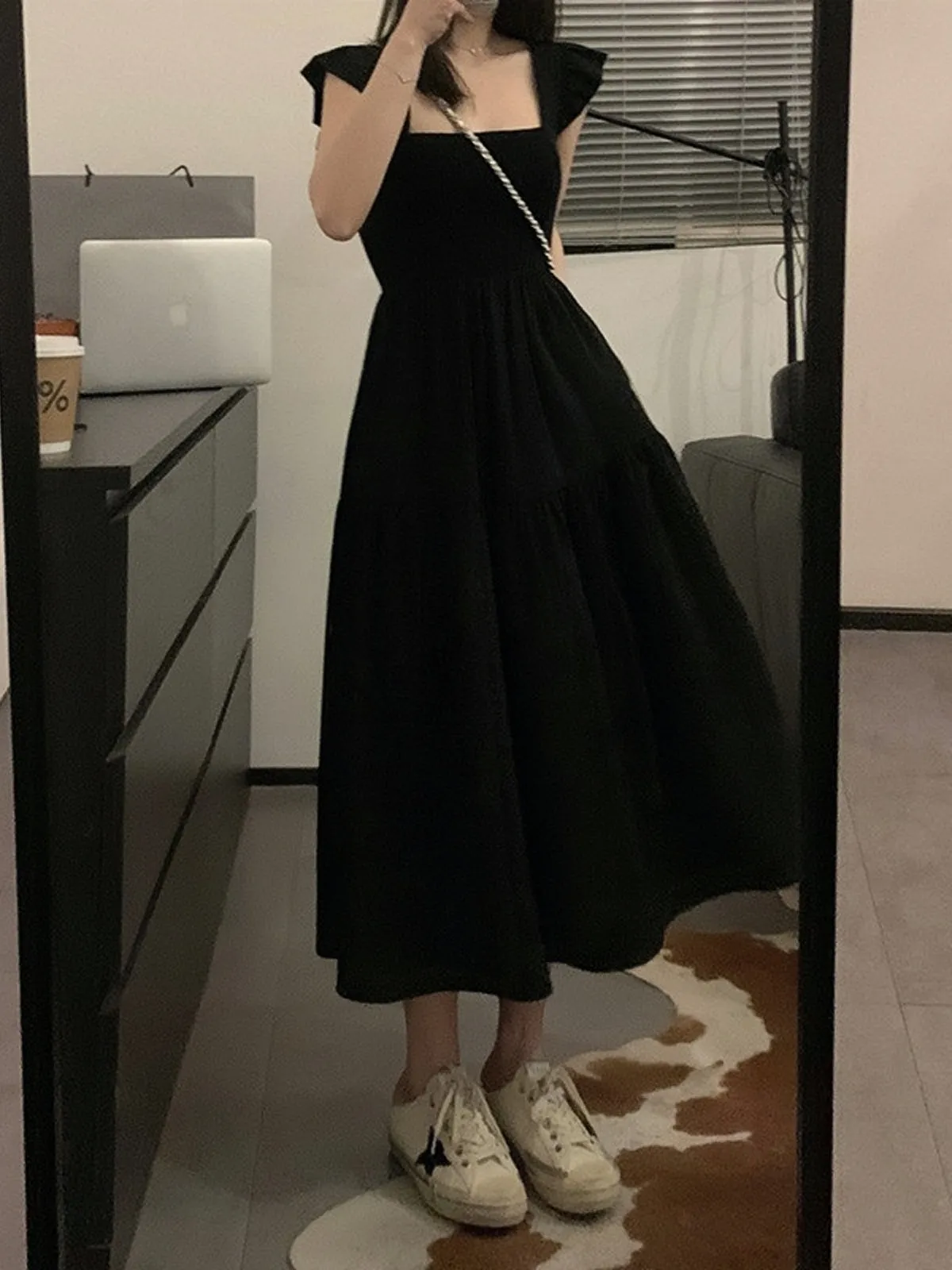 Black SLong French Hepburn Dress