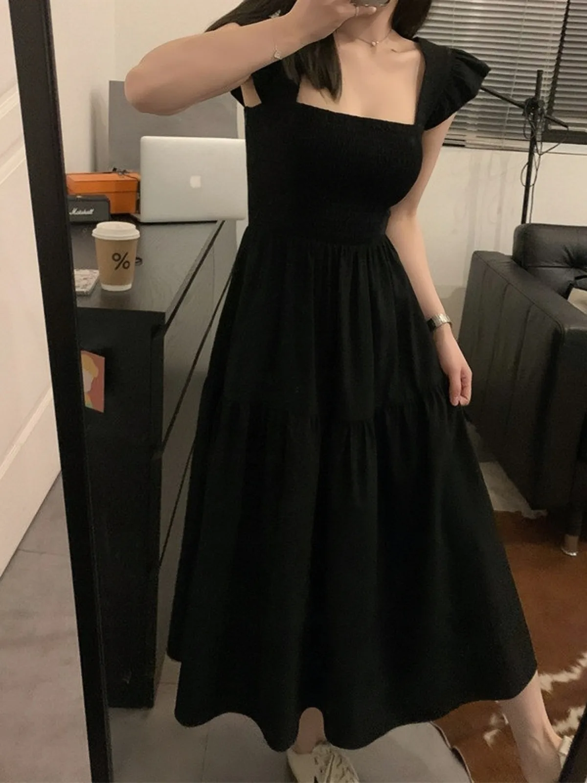 Black SLong French Hepburn Dress