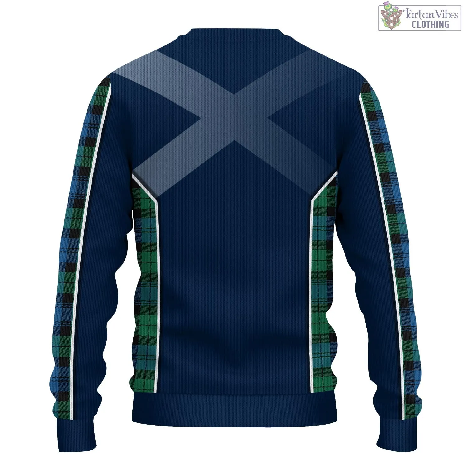 Black Watch Ancient Tartan Knitted Sweatshirt with Family Crest and Scottish Thistle Vibes Sport Style