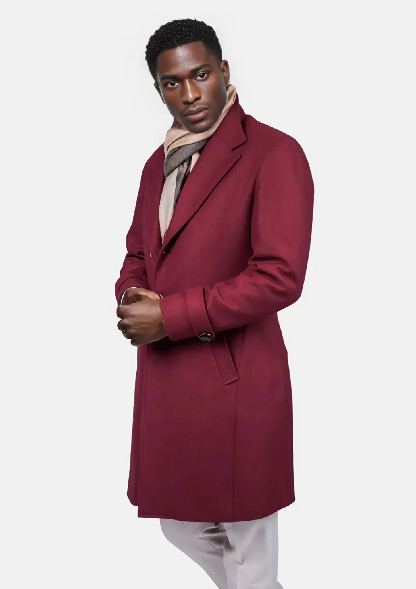 Burgundy Red Classic Overcoat