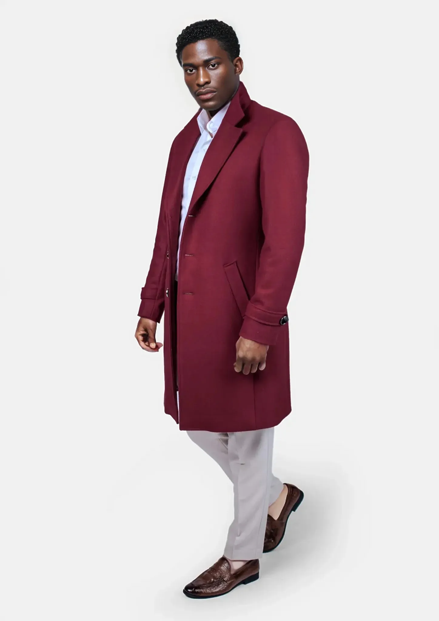 Burgundy Red Classic Overcoat