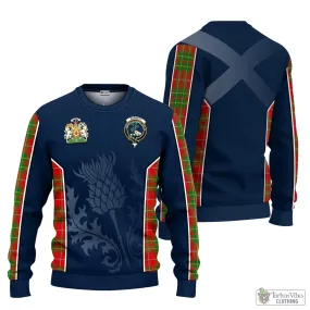 Burnett Tartan Knitted Sweatshirt with Family Crest and Scottish Thistle Vibes Sport Style