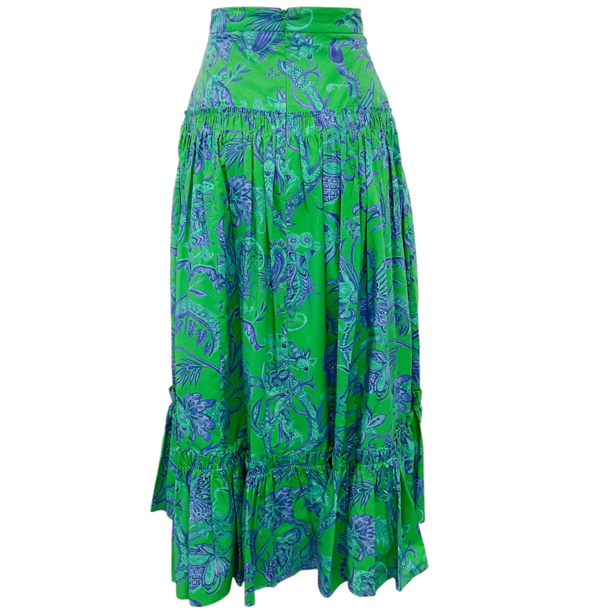 Cara Cara Green Bird Jacobean Tisbury Midi Skirt