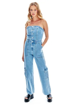 Cargo Denim Bandeau Jumpsuit