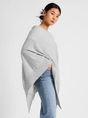 Cashmere poncho "Haddy" - light grey