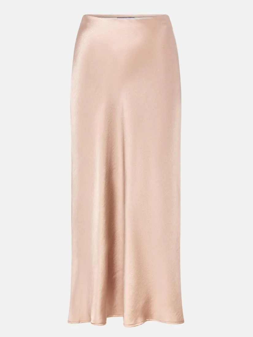 Celeste Bias Cut Nude Satin Skirt