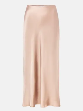 Celeste Bias Cut Nude Satin Skirt