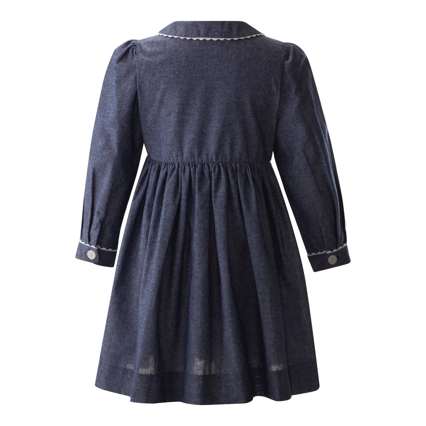 Chambray Long Sleeve Button Front Dress