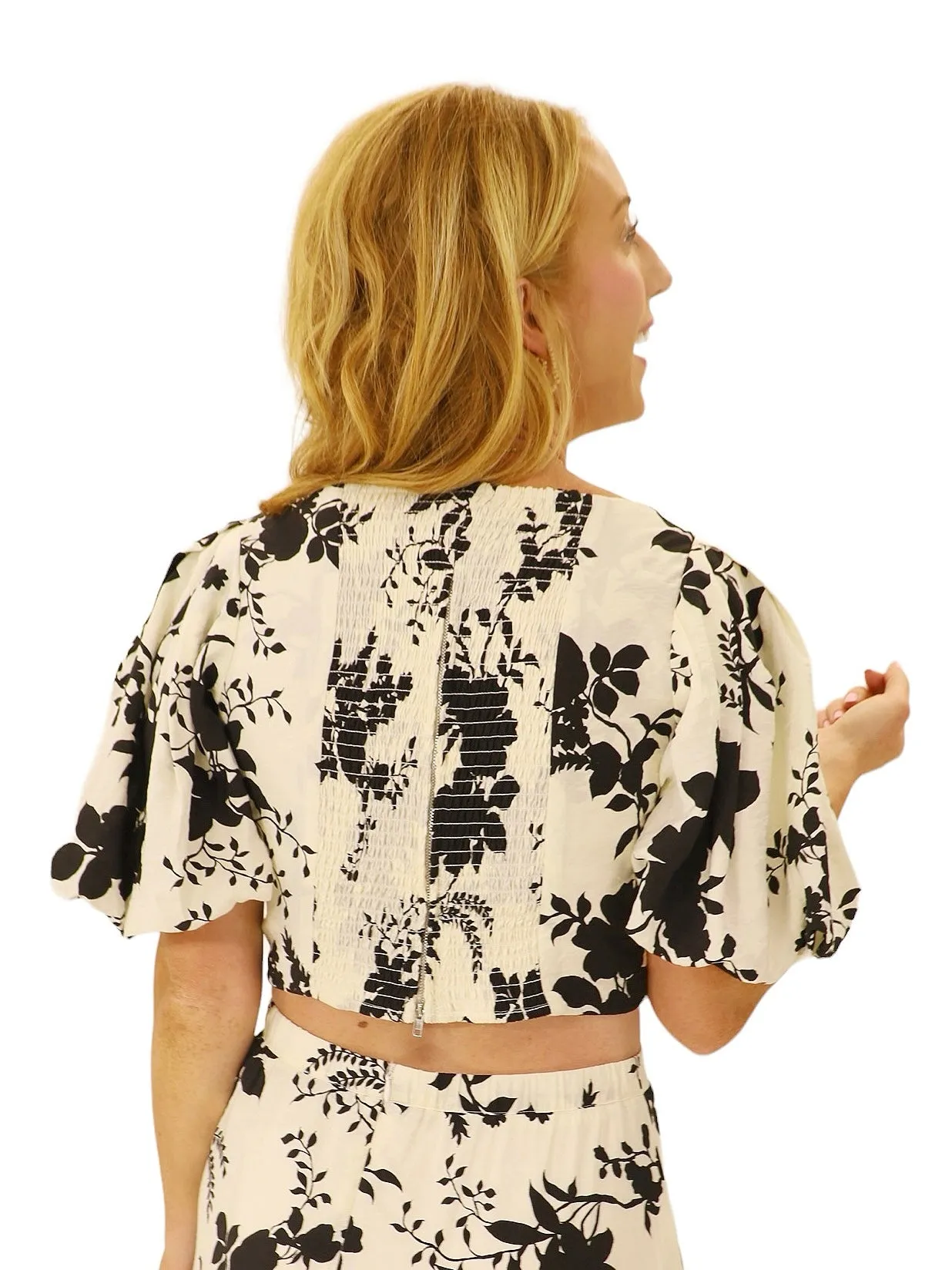 Charly Black and White Floral Blouse