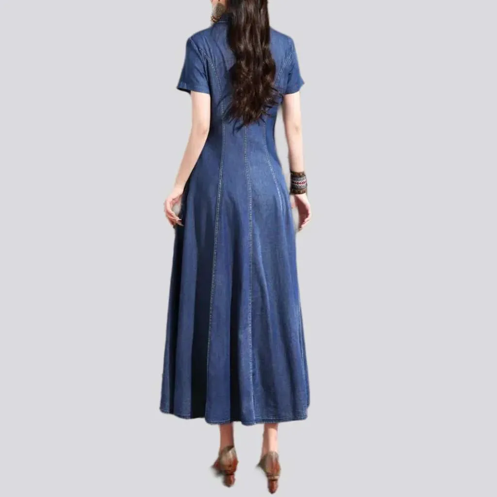 Chinese style boho jeans dress