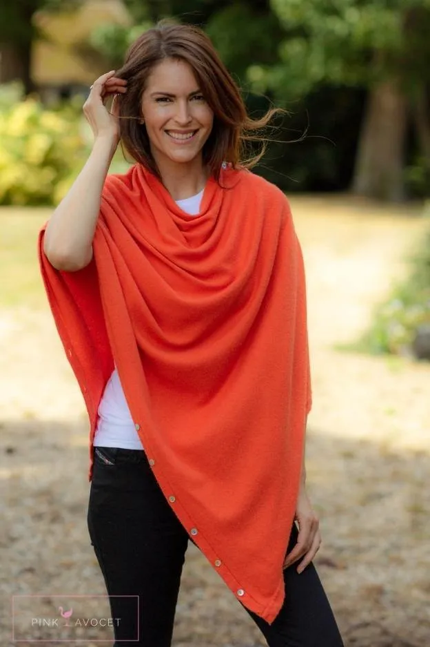 Classic Button Cashmere Poncho