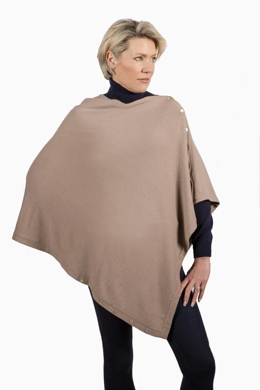 Classic Button Cashmere Poncho