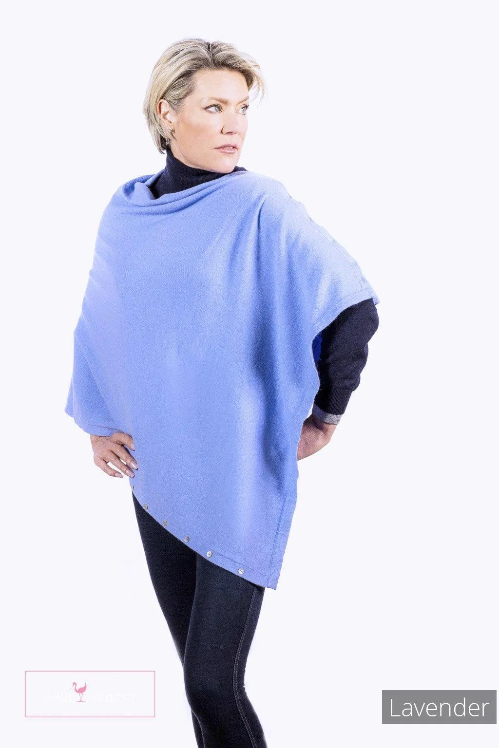 Classic Button Cashmere Poncho