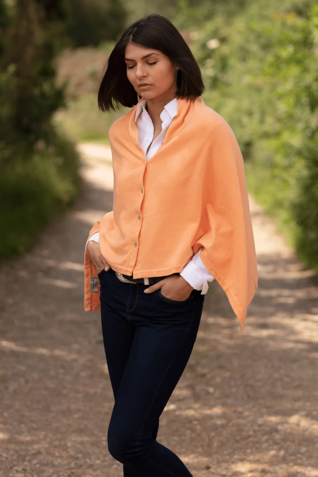 Classic Button Cashmere Poncho