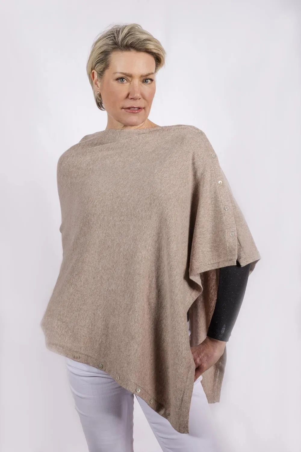 Classic Button Cashmere Poncho