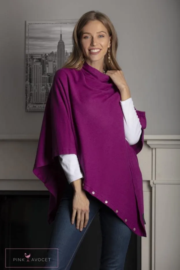 Classic Button Cashmere Poncho