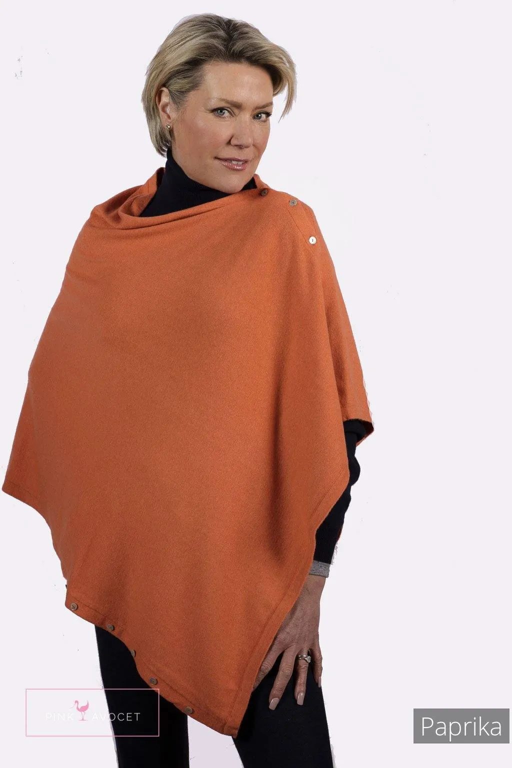 Classic Button Cashmere Poncho