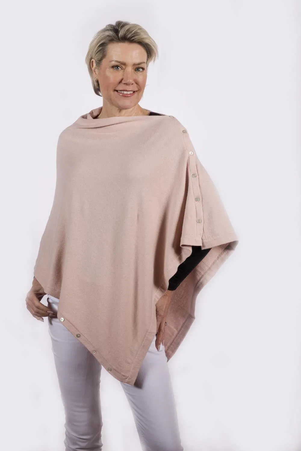 Classic Button Cashmere Poncho