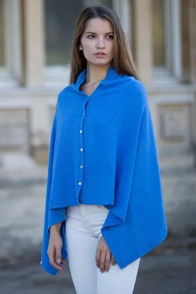 Classic Button Cashmere Poncho