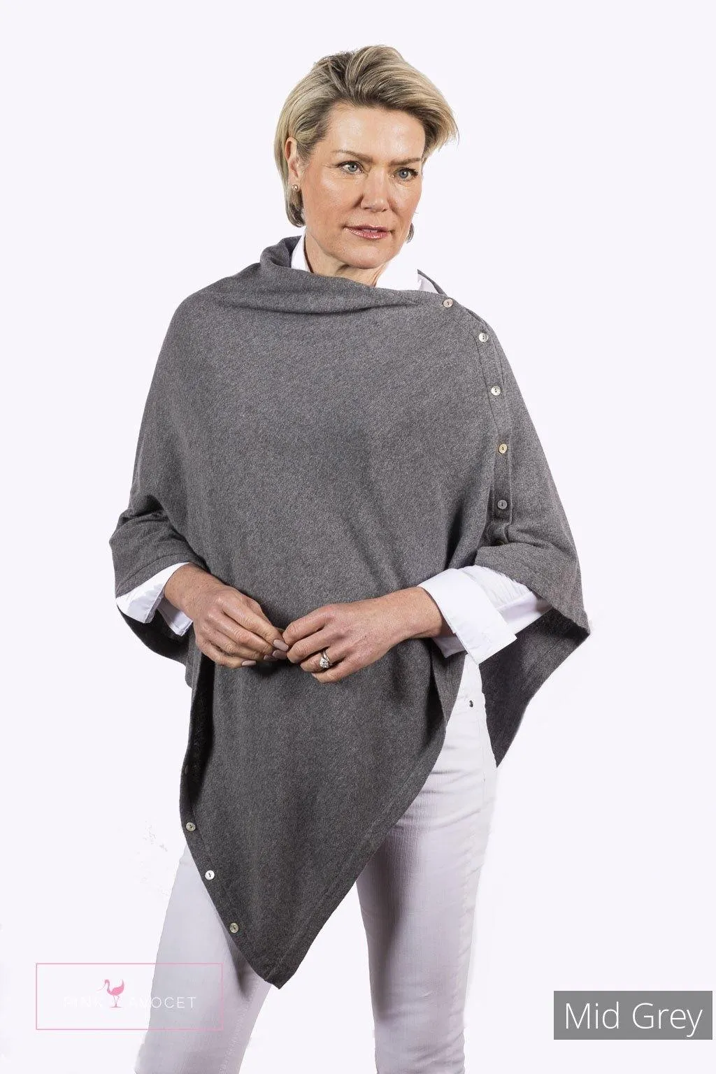 Classic Button Cashmere Poncho