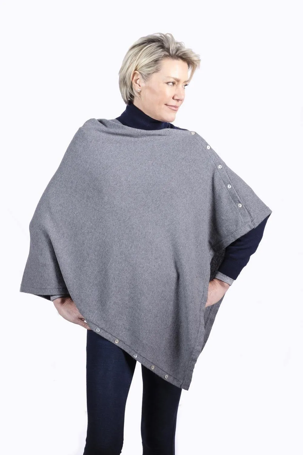 Classic Button Cashmere Poncho