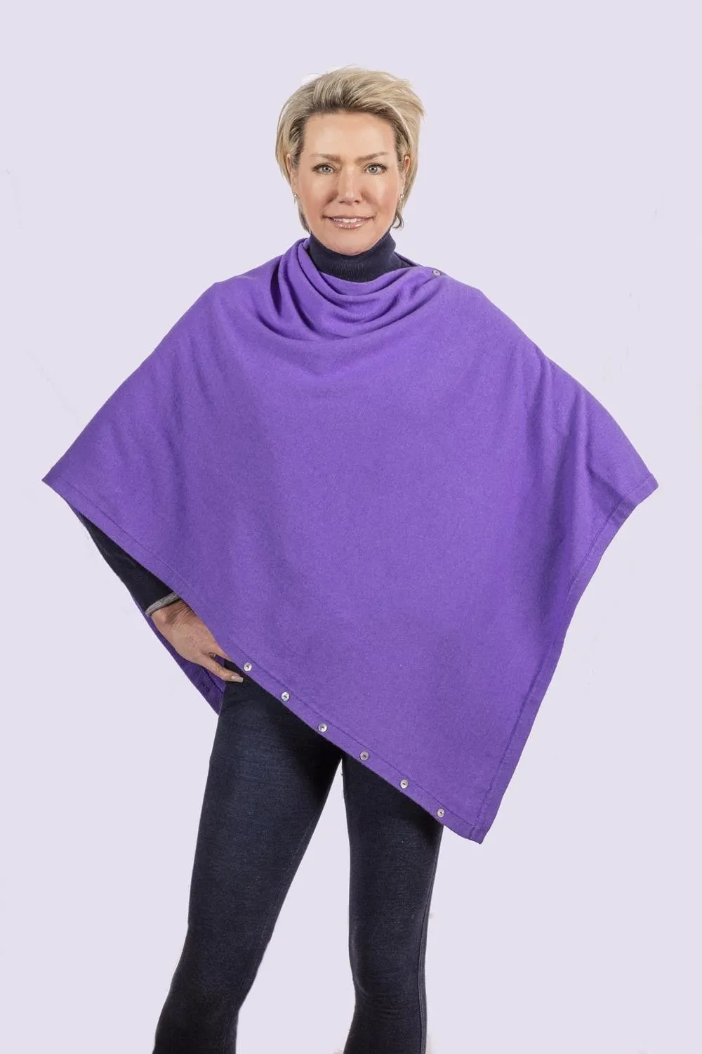 Classic Button Cashmere Poncho